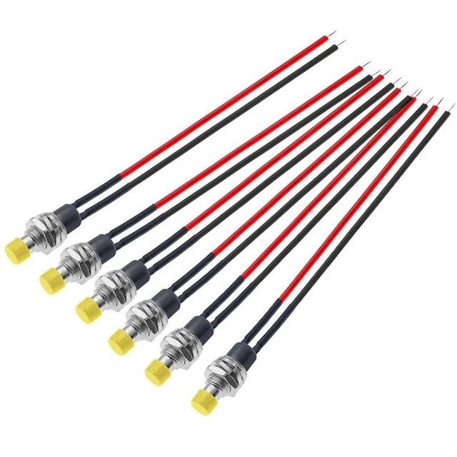 PUSH BUTTON SWITCH Pack 6pcs 1A 250V AC Plastic Metal Housing Pre-Wired ...