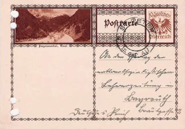 1 Alte Postkarte 1931 Paznauntal Tirol Ganzsache gelaufen aus Nachlass