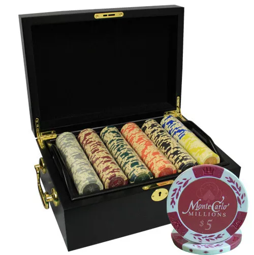MRC POKER 500pcs 14G MONTE CARLO MILLIONS CLAY POKER CHIPS SET WOOD CASE
