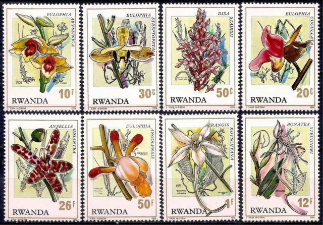 Rwanda 1976 Orchids Flowers Plants Nature Wild Flowers 8v set MNH