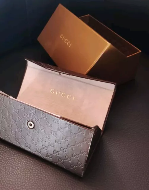 ETUI A LUNETTES de soleil GUCCI vide cuir marron avec la Boite EUR 25 00 PicClick FR