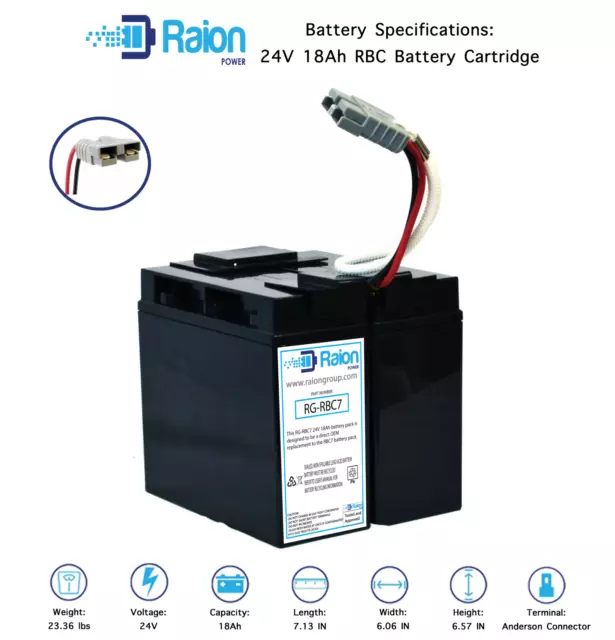 Raion Power APC RBC7 Cartridge Battery Replacement for UPS Backup System