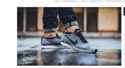 Mens 9.5 W 11 Nike Flyknit Racer Shoes Cookies And Cream Grey Black 526628 101