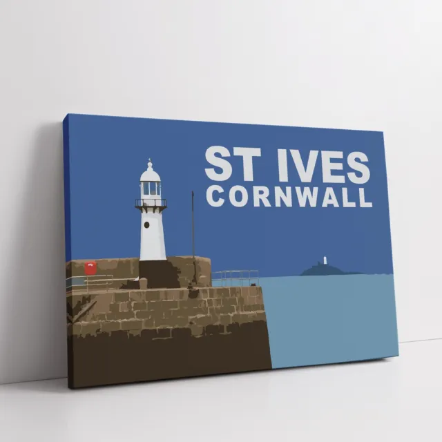 St Ives lighthouse, Cornwall framed canvas picture print