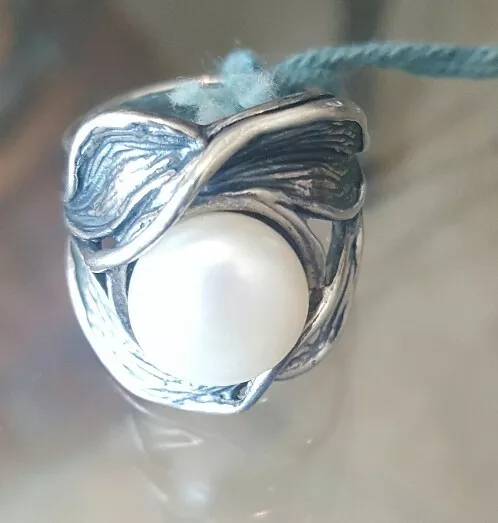 Sterling Silver 925 Ring Pearl Size 6 1/2 vintage style