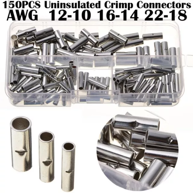 150Pcs Non Insulated Wire Ferrules Kit Tinned Copper Crimp Connector