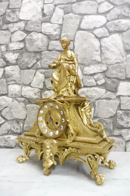 Antique French Bronze Mantel Clock Desk Clock Table Clock Paris
