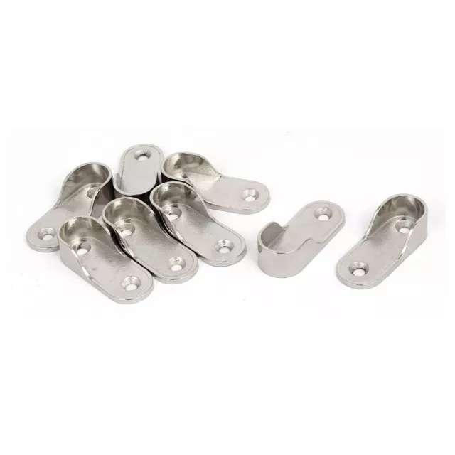 Wardrobe Clothes Hanging Screw Fixing Rail Tube Supports Bracket 16mm Dia 8pcs