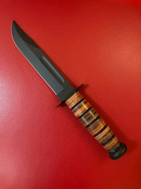 KA-BAR USMC (1217) Fixed Blade Knife & Leather Sheath