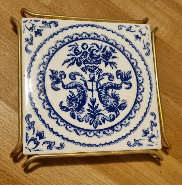 Vintage dessous de plat faïence de Gien France décor poisson