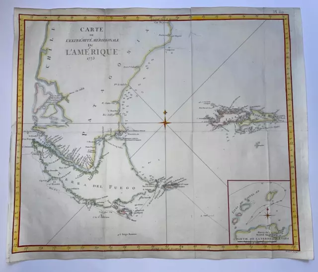 Strait Of Magellan Terra Del Fuego 1775 James Cook Large Antique Sea Chart