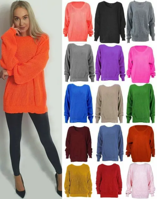 Ladies Chunky Thick Baggy Jumper Knitted Women's Oversize Baggy Sweater