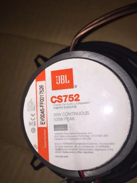 JBL CS752 Coaxial Car audio Speaker 1 works 1 spare/repair, sold as spare repair