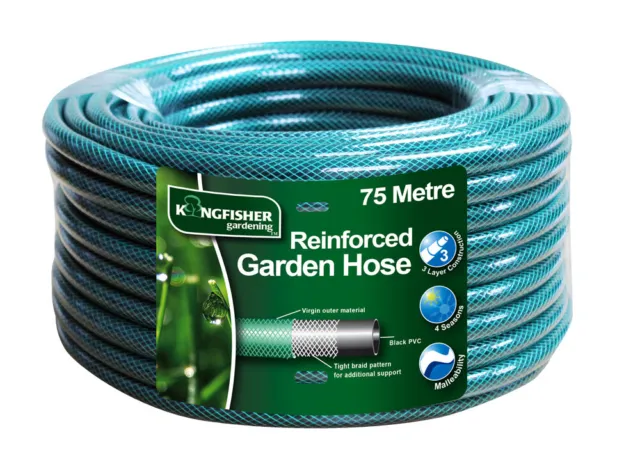 30M 50M 75M 100M Garden Hose Pipe Reinforced Braided PVC Watering Hosepipe Reel 2