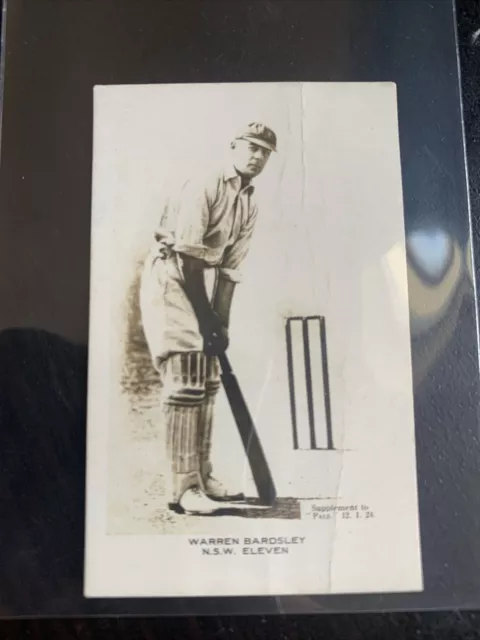 1923-24 - Rare - Vintage - Pals Cricket Card -Real Photo - Warren Bardsley - NSW