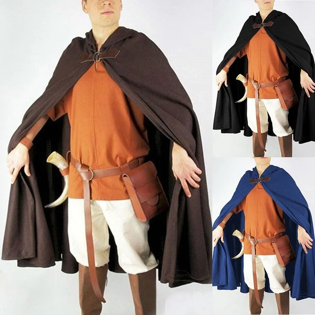 Hommes' S Long Cape Hommes 'S à Capuche Médiéval Vampire Pirate Peignoir