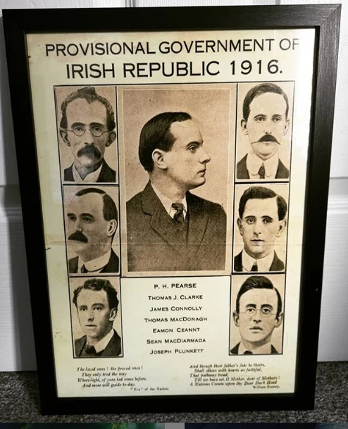 Large Framed 1916 Provisional Government Picture - Irish Republican Rebel Rising