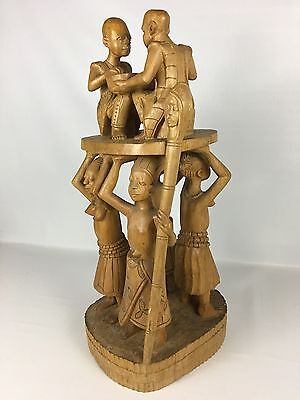 Unique Large Hand-Carved AFRICAN TRIBAL Wood Statue Figures Bust Art - Nigeria