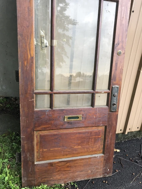 Cmp Antique Pine Beveled Glass Nine Light Entry Door 38.75 X 83 3