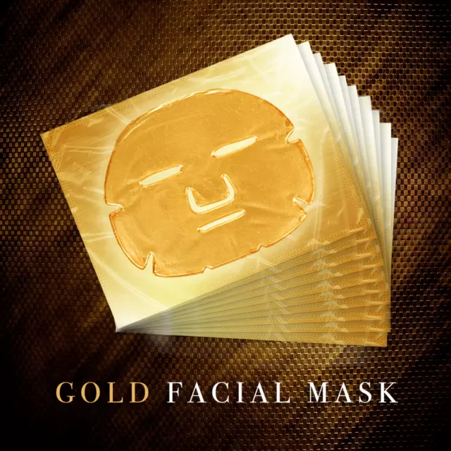 3 x 24K Gold Face Mask Powder Gel Collagen Beauty New Crystal Sheet Hyaluronic