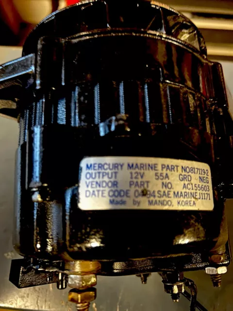 Mercury Marine Alternator 12v  55amp Part# Ac155603