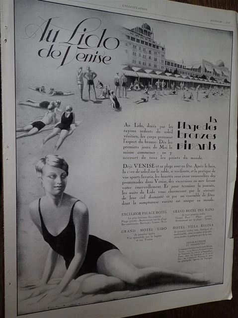 LE LIDO DE VENISE publicité papier ILLUSTRATION 1928