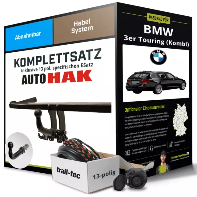 Anhängerkupplung abnehmbar für BMW 3er Touring (Kombi) +E-Satz (AHK und ES) PKW