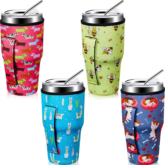 4 Pieces Patelai Reusable Iced Coffee Sleeve Neoprene Insulated Thermocoolers Sl