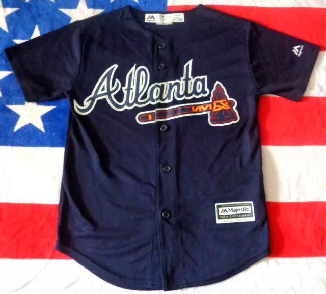 ⚾Atlanta Braves⚾Majestic⚾Boys Official MLB Baseball Jersey Shirt Top⚾8 Years⚾05⚾