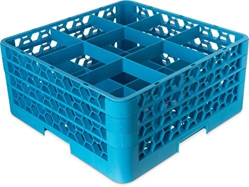 RG9-314 OptiClean 9 Compartment Glass Rack with 3 Extenders, 5-13/16" Compart...