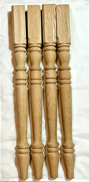 Turned Table Leg, Unfinished Oak 29" X 2 1/4", NOS Made In New England Set Of 4