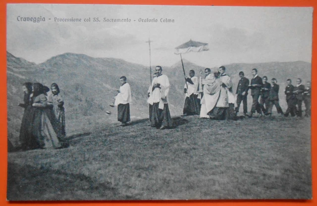 Cartolina Craveggia Processione col SS. Sacramento Parrocchia Colma