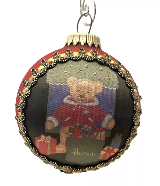 HARRODS 2009  Teddy Bear Red Snowflakes Bauble LTD ED Christmas Ornament Germany