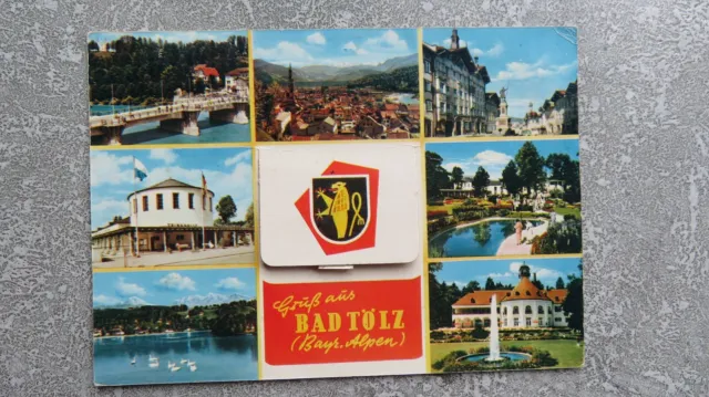 alte MB - AK Bad Tölz  mit Foto-Leporello Schöning 1960/70er Jahre Rucksackkarte