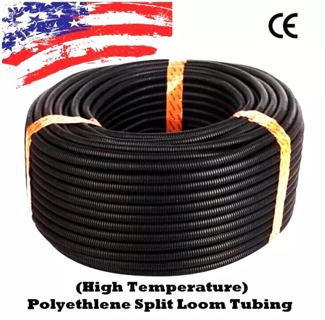 20 Ft 1/2" Split Wire Loom Conduit Polyethylene Tubing Black Color Sleeve Tube