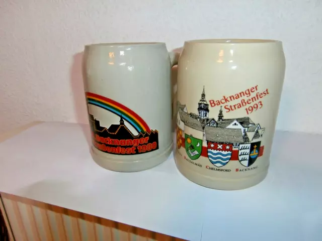 2 STUECK  Bierkrug  -0,5 L- BACKNANGER STRASSENFEST  1980 UND 1993 3