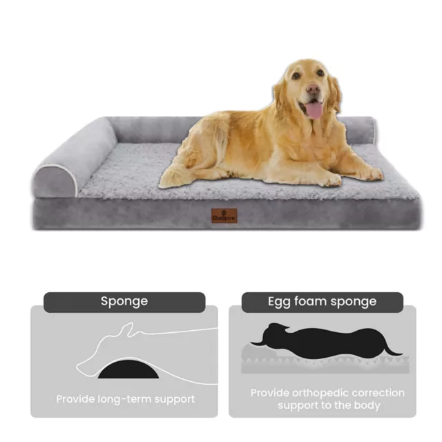 Bolster Dog Bed Memory Foam Orthopedic L-Shape Dog beds Cozy Plush Pets Mattress