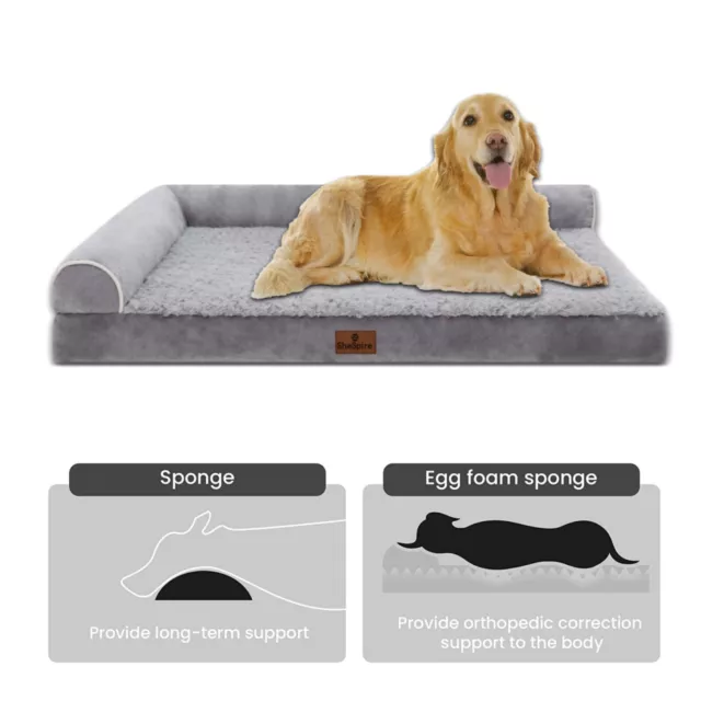 Memory Foam Orthopedic L-Shape Dog Beds Bolster Dog Bed with Removable Cover