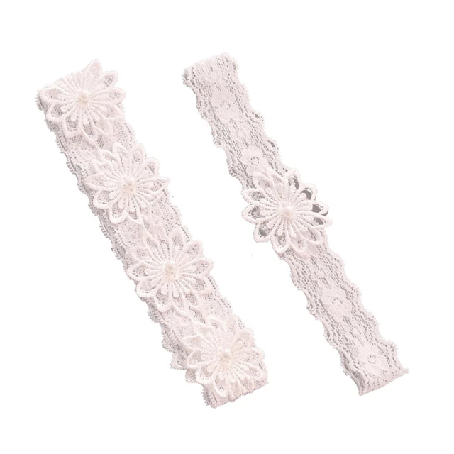 1 Paia Anello Coscia Coscia Pizzo Sposa Pizzo Artificiale Fiore di Perla Elegante Gamba Floreale