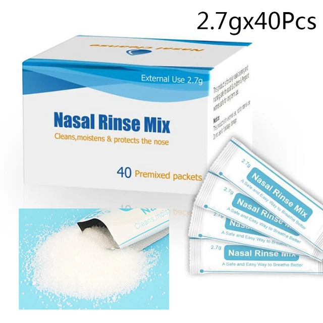 40 piezas 2,7 g enjuague nasal mezcla de sal para lavado nasal alivio de la rinitis alérgica cuchilla de la cavidad nasal e