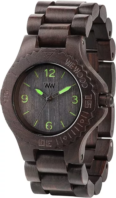 Wewood Men's Kale Wood Wooden Watch (Black & Green)