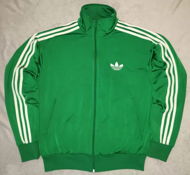 Adidas Originals mens RARE Green White Trefoil Track Tracksuit Top Jacket size M