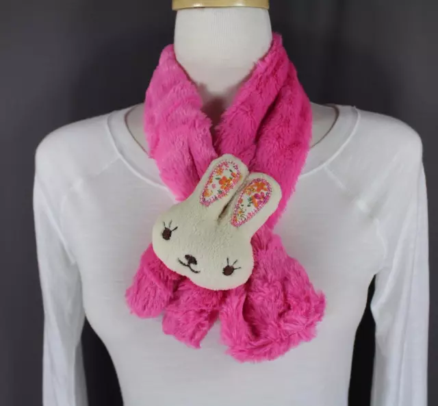 Fuchsia Pink super soft scarf wrap Kids Girls bunny softie kawaii cute 30" long