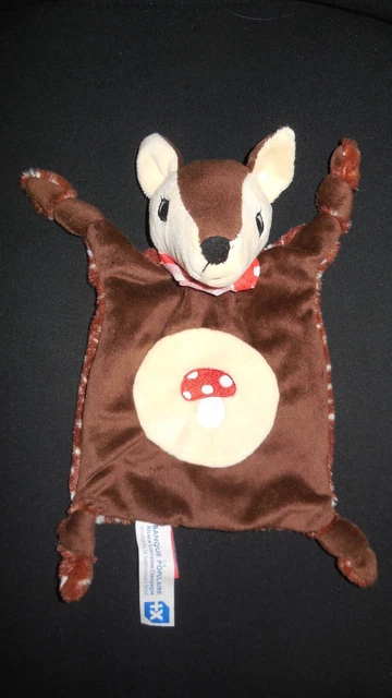 doudou plat biche faon marron champignon rouge  PETITES MARIE BANQUE POPULAIRE