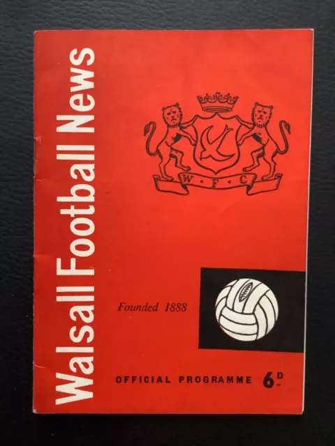 1964 WALSALL v SHREWSBURY TOWN programme