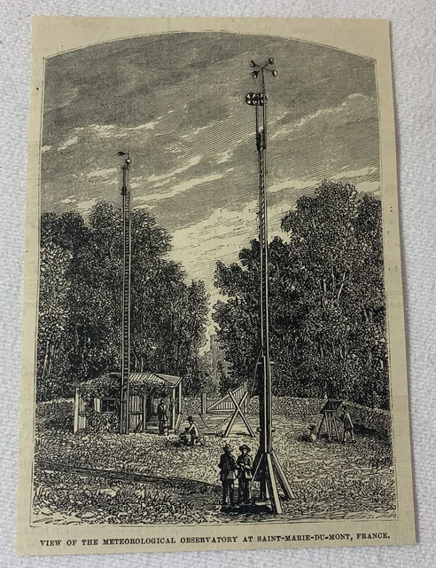 1880 magazine engraving ~ METEOROLOGICAL OBSERVATORY, SAINT MARIE DU MONT France
