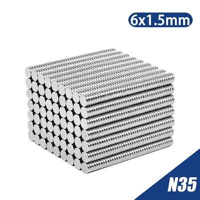 6mm x 6mm i magneti al neodimio N35 Super Forte Disco Raro Terra Craft Hobby DISCO 