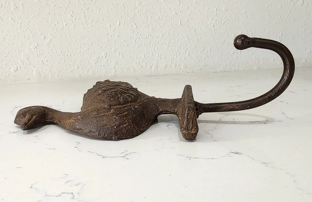 Cast Iron Garden DUCK Coat Wall Hook Rack Towel FOWL Mallard 3