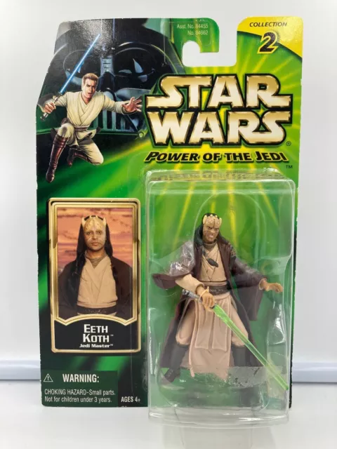 2001 New MOC Hasbro Star Wars Power of the Jedi Eeth Koth Jedi Master