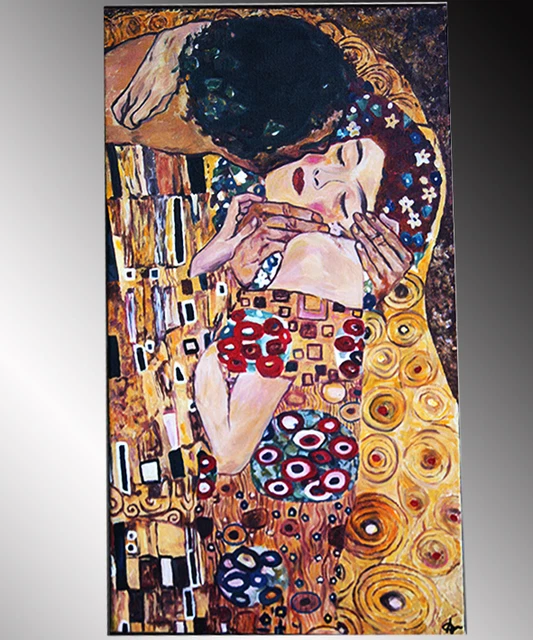 Tableau « Le Baiser » De Klimt Sur Toile - 62x82 Cm Avec Cadre - ITALIAQUADRI Neuf
